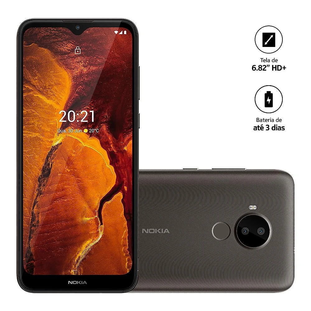 Smartphone nokia c30 4g 64gb tela hd+ 6.82 pol 2gb ram câm dupla 13mp+selfie 5mp android 11 (go edition) - nk042out [remanufaturado com garantia] verde escuro