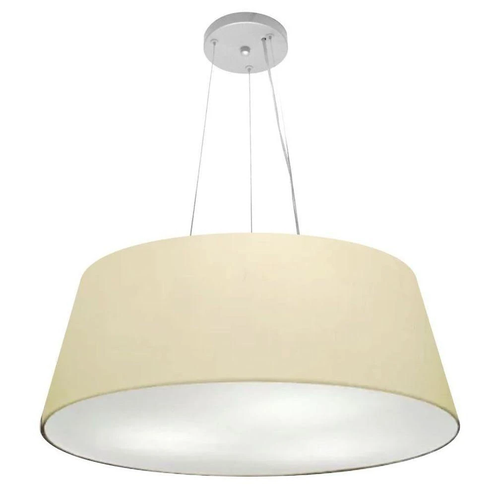 Lustre Pendente Cone Vivare Md-4002 Cúpula Em Tecido 21/60x50cm - Bivolt Algodão-crú 127/220v