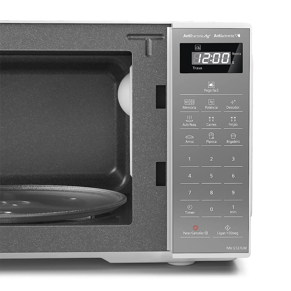 Miniatura Microondas Panasonic Tecnologia Pega Fácil 21L Branco Espelhado - ST27LWRU 110v