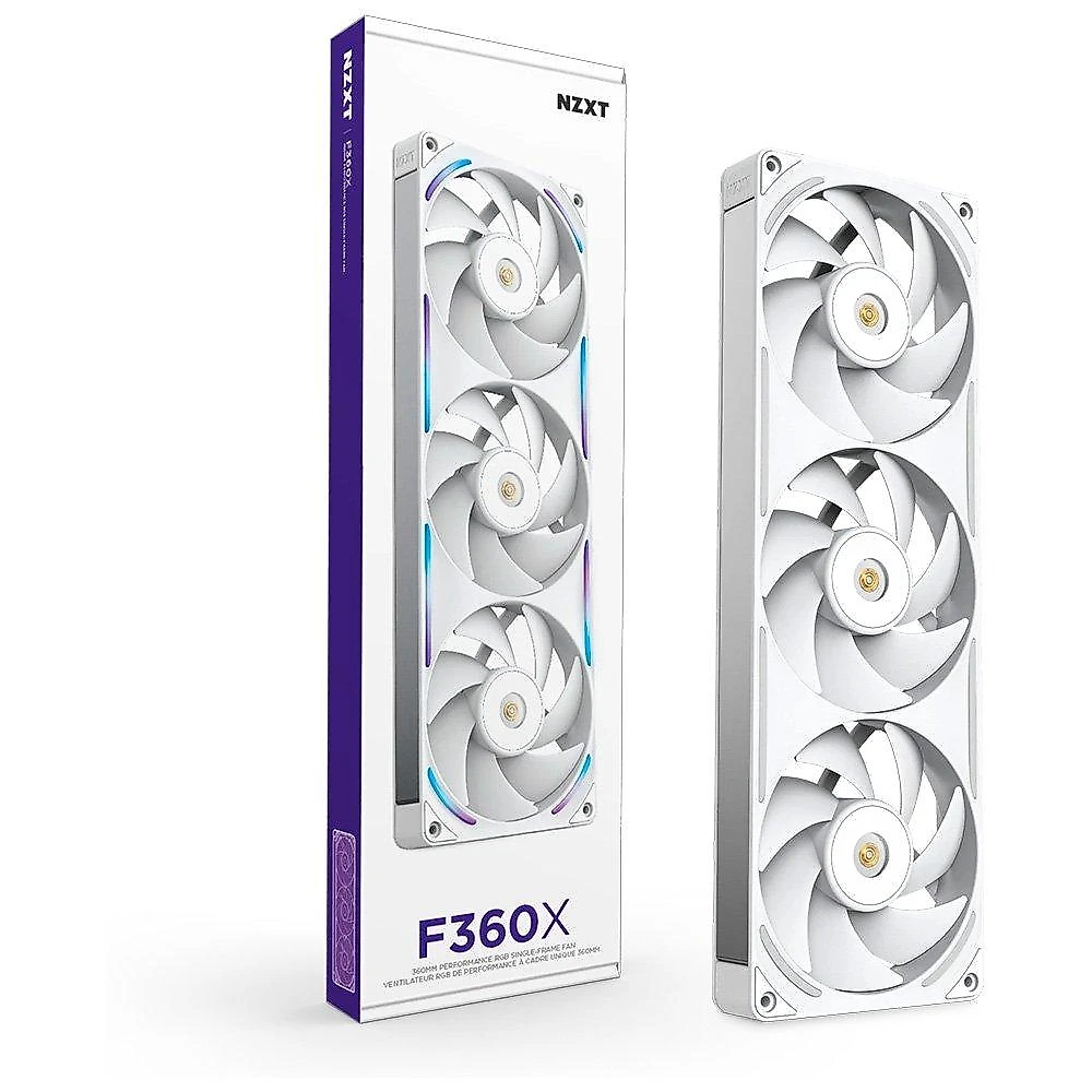 Ventoinha NZXT F360X Performance, 120mm, PWM, RGB, 3x Single-Frame, Branco - RF-U36PN-W1