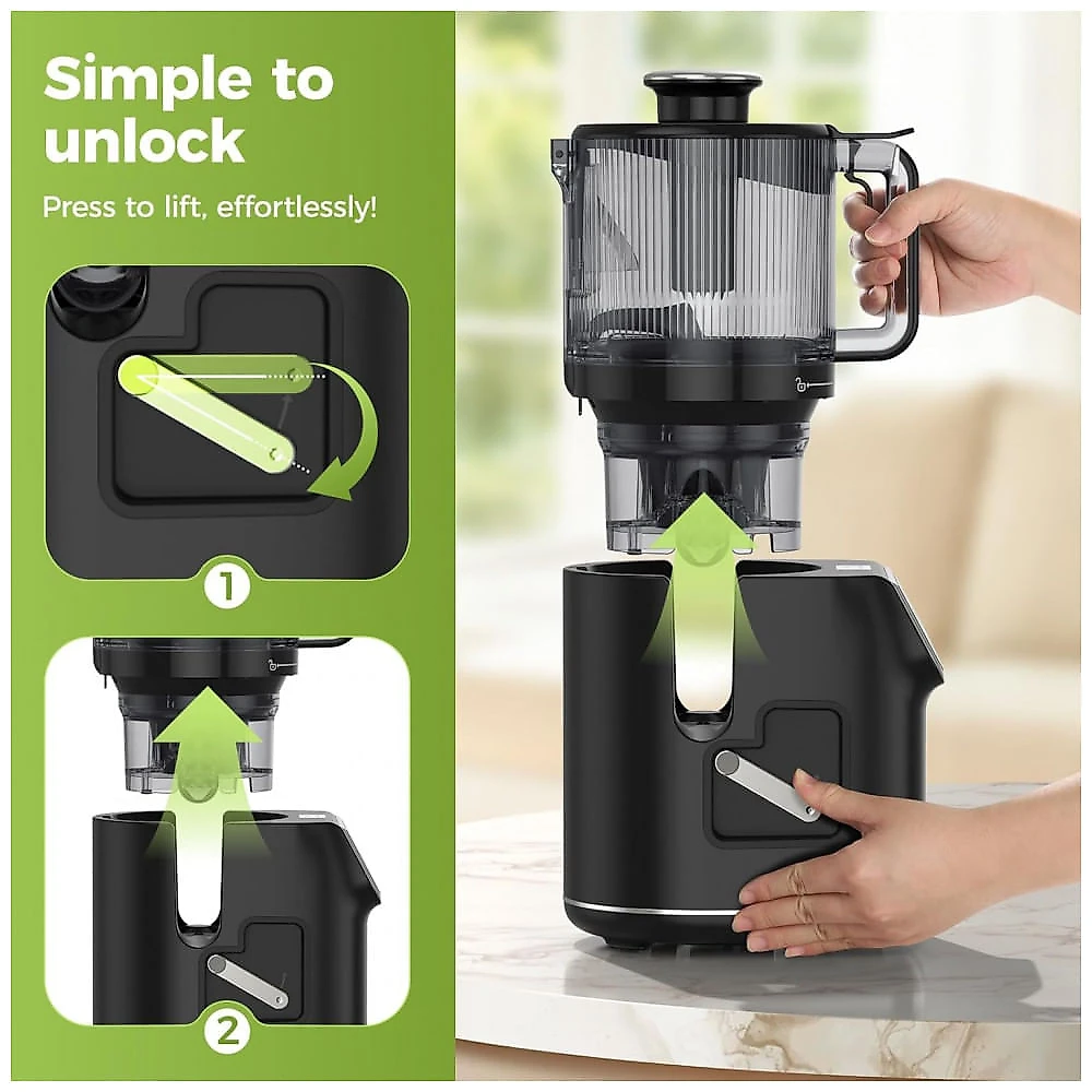 Extrator de Suco a Frio 3 em 1 TUUMIIST Preto Touch Bocal 16,5cm 3L 350W 120V, Modelo TM880SJ