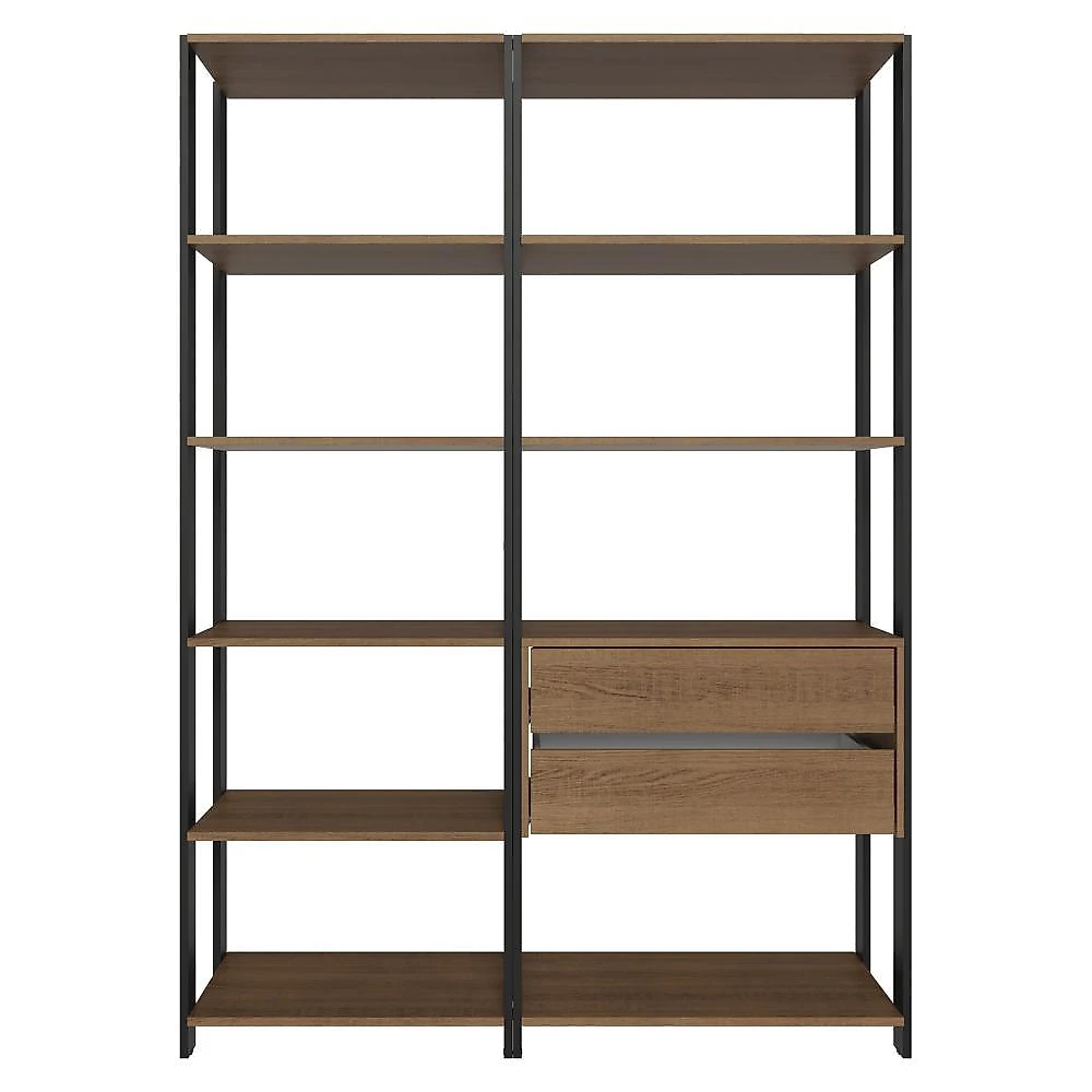 Estante armário multiuso para escritório 129cm 9 prateleiras 2 gavetas madesa branco