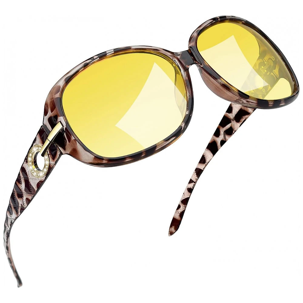 Óculos de Sol Feminino com Proteção UV, Joopin A31, Marrom e Amarelo Noturno