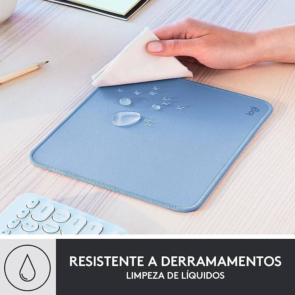 Mousepad Studio Series Logitech Portátil, 230x200mm, Antiderrapante, Resistente a Derramamentos, Azul - 956-000038
