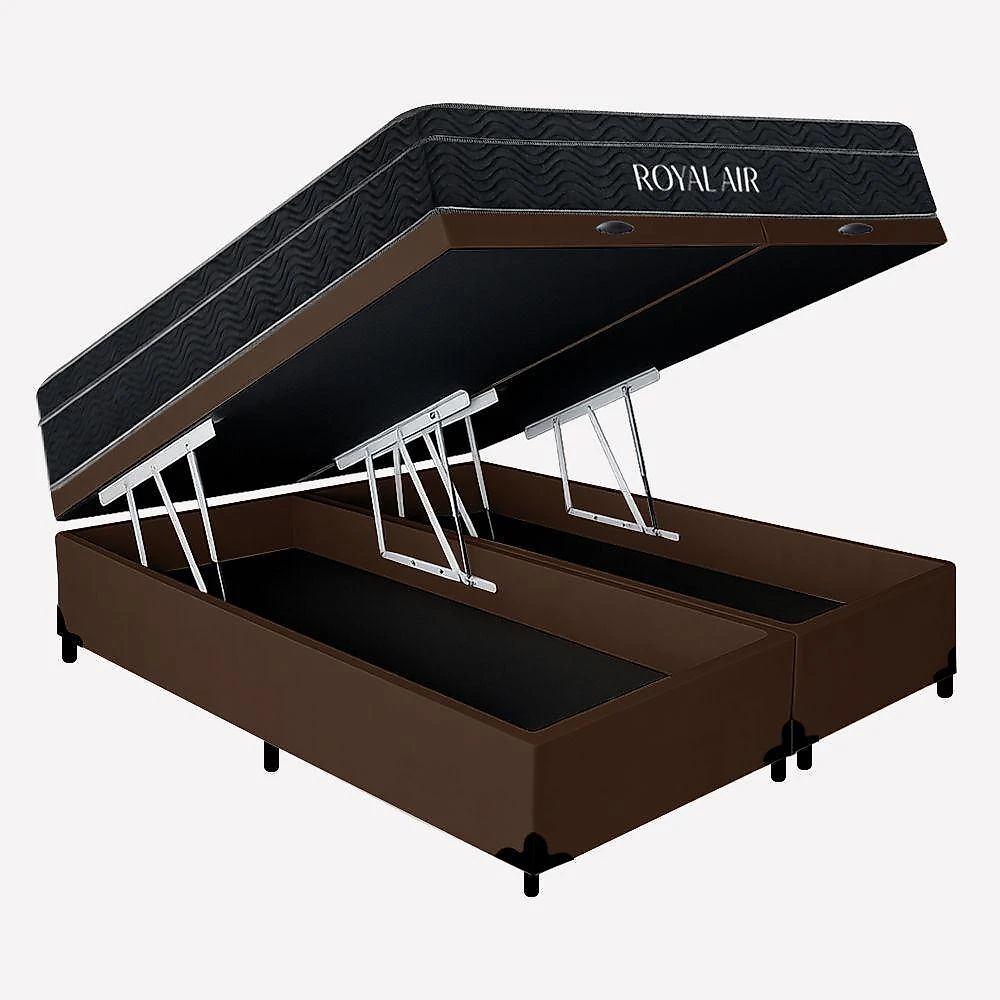 Cama Box com Baú King Royal Air Pillow Top Molas Ensacadas Preto Royal
