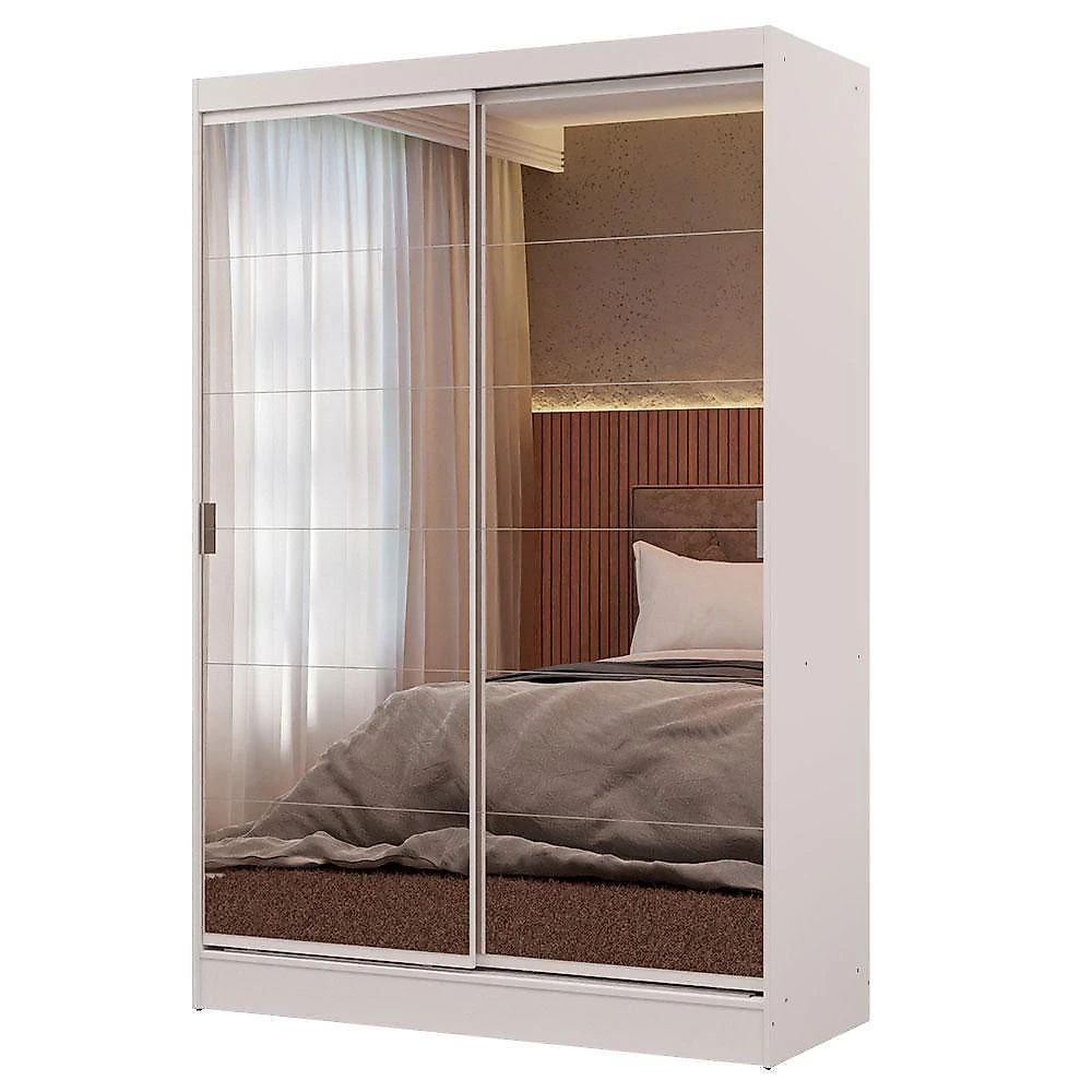 Guarda-roupa 2 Portas De Correr De Espelho Branco Max Madesa Branco