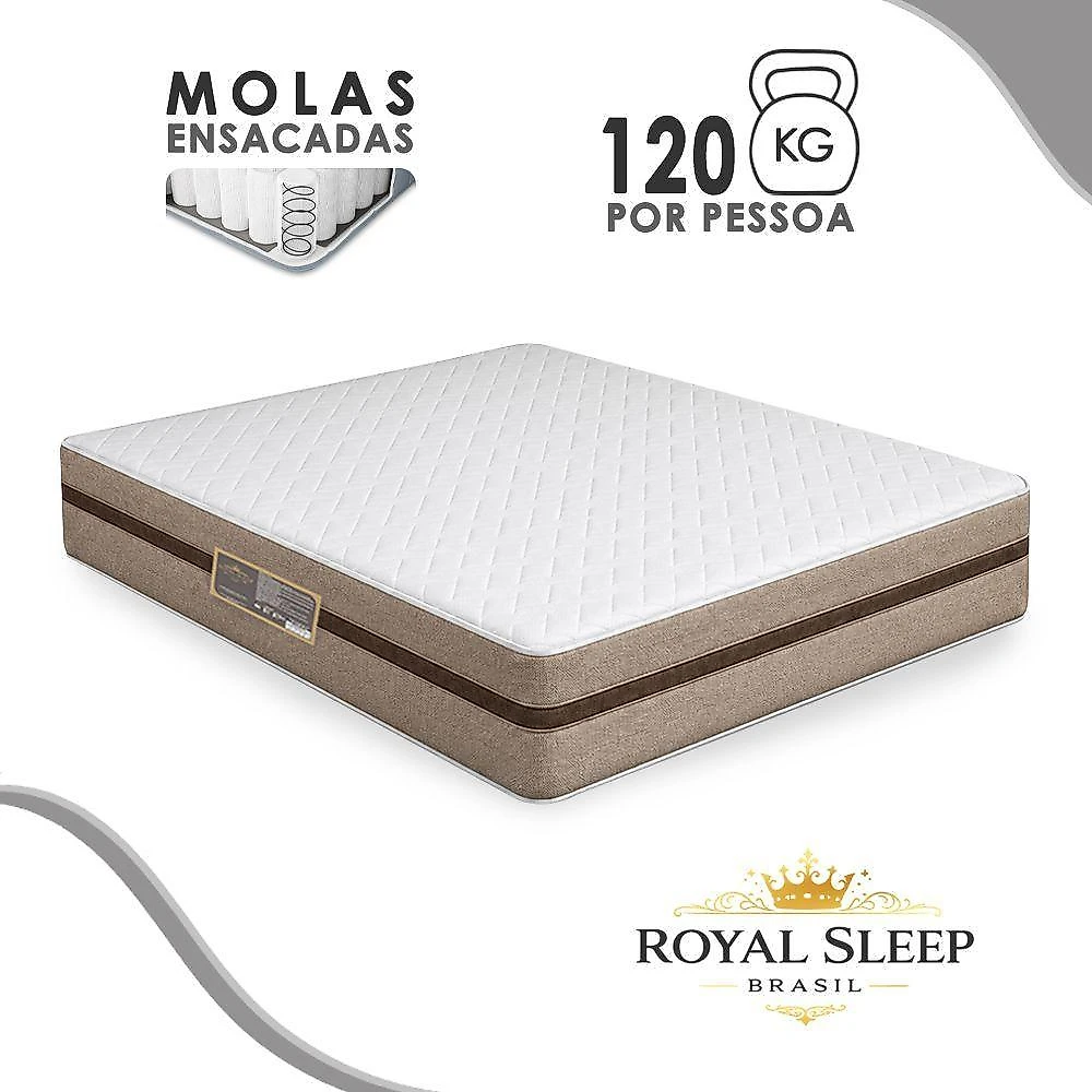 Cama Box com Baú Casal Bioclassic Molas Ensacadas Suede Bege Royal Sleep 138CM