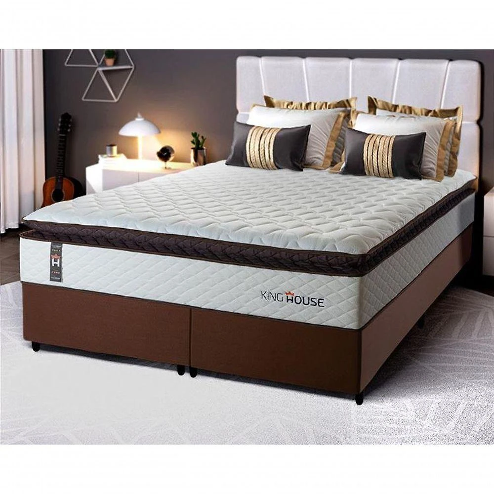 Cama Box San Diego Espuma Queen 158x198 Branco King House