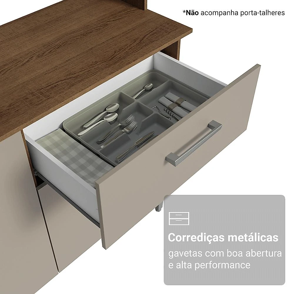 Armário de Cozinha Compacta 196cm Aura Madesa Rustic/Crema