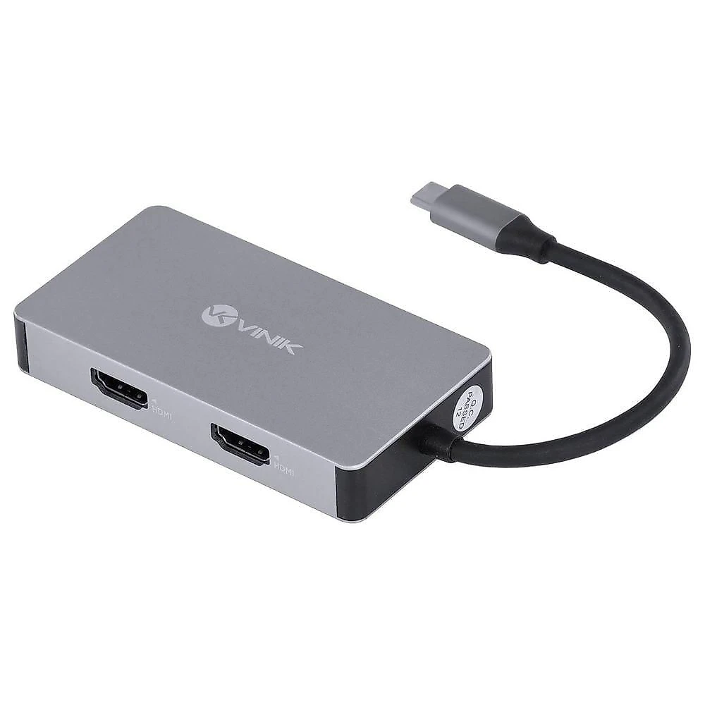 Hub Usb Tipo C 5 em 1 Hc-5vga com 2 Hdmi Vga Usb 3.0 e Power Delivery 60w Vinik