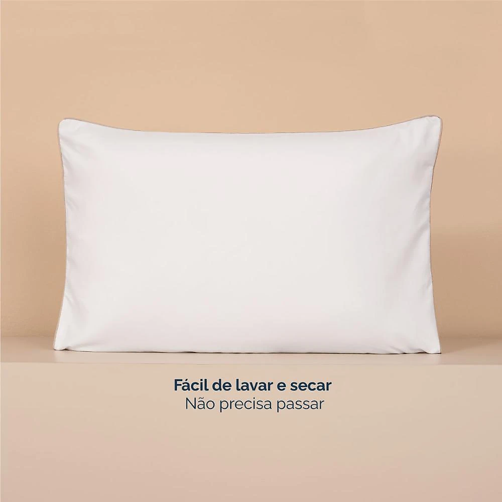 Kit 2 fronhas linea 50cm x 70cm micropercal 200 fios - bege - 100% poliéster