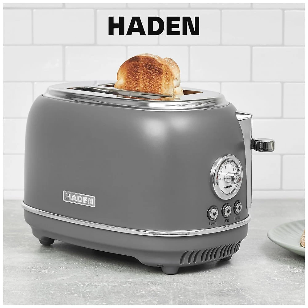 Torradeira HADEN Chelsea inox 2 fatias cinza e cromada com fenda larga e 6 níveis de tostagem 900W 110V