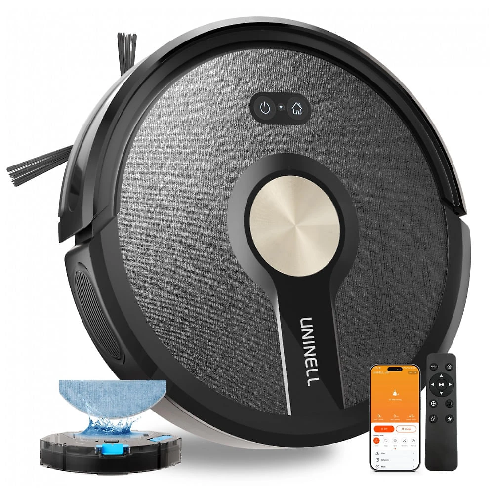 Robô Aspirador e Mop Uninell UR1 5000Pa com App Alexa 180min Preto