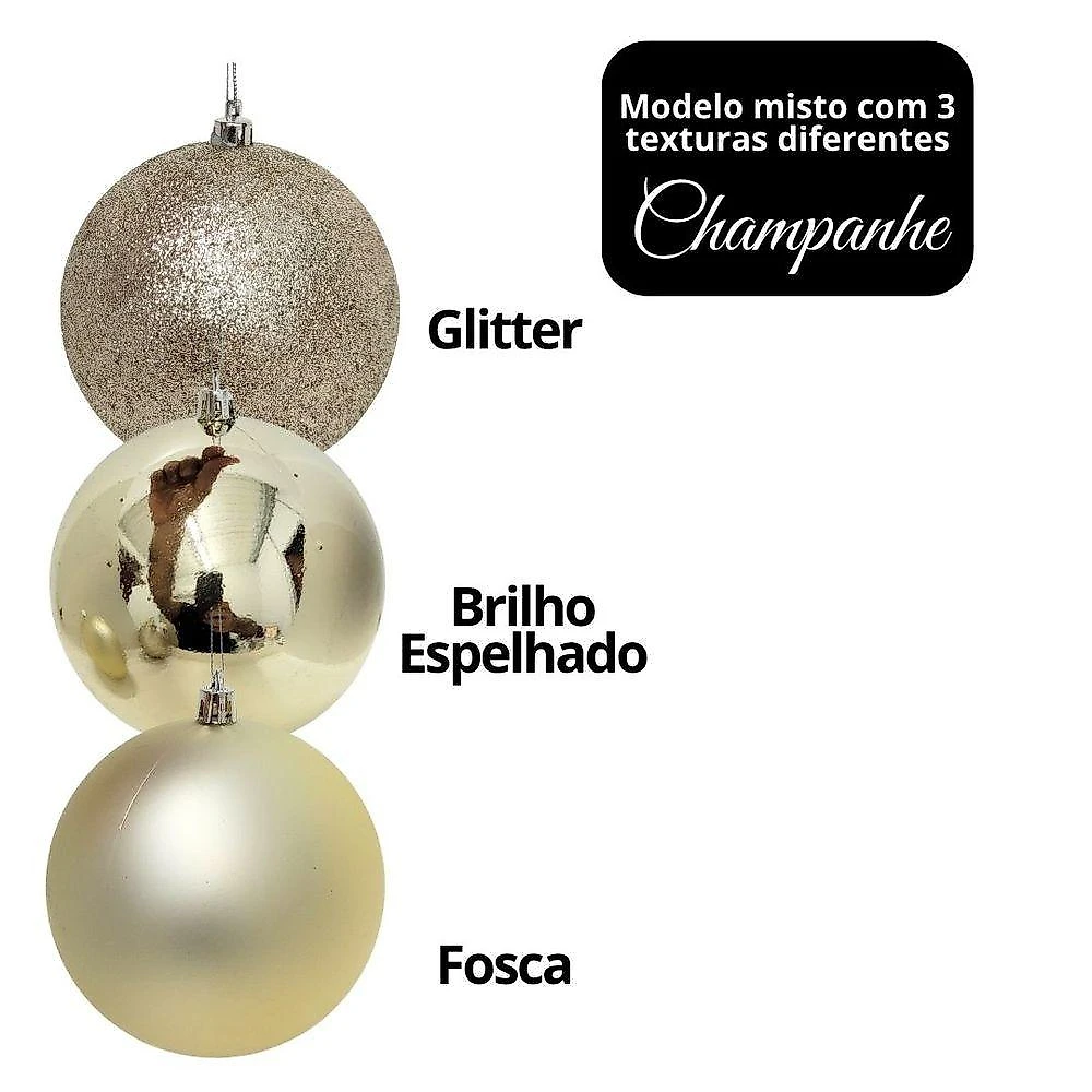 Bola de Natal Textura Mista Prime com Glitter Brilho e Fosca Cobre Master Christmas 8CM 6