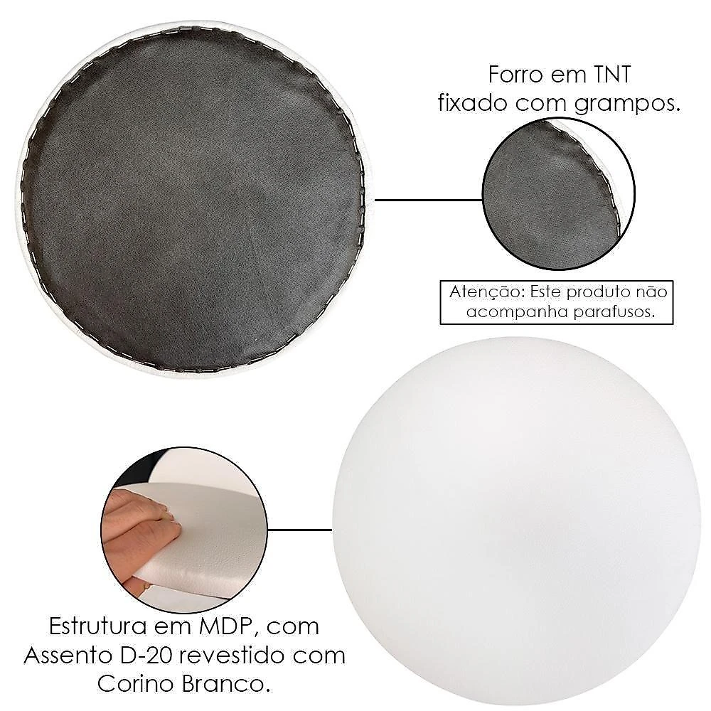Kit 04 Assentos Redondo Branco 25 Cm