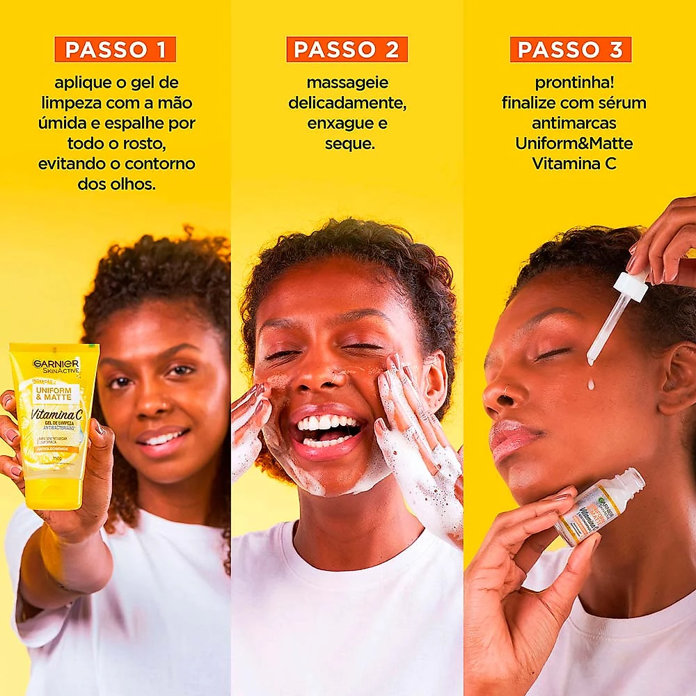 Garnier Skin + Maybelline Kit – Gel de Limpeza Facial Uniform & Matte Vitamina C + Máscara de Cílios Lash Sensational Sky High Kit