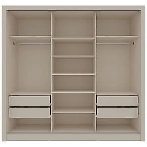 Guarda-Roupa Casal Bartira Village com 3 Portas, 4 Gavetas, Espelho e 243,1 cm de Largura Areia/Peroba