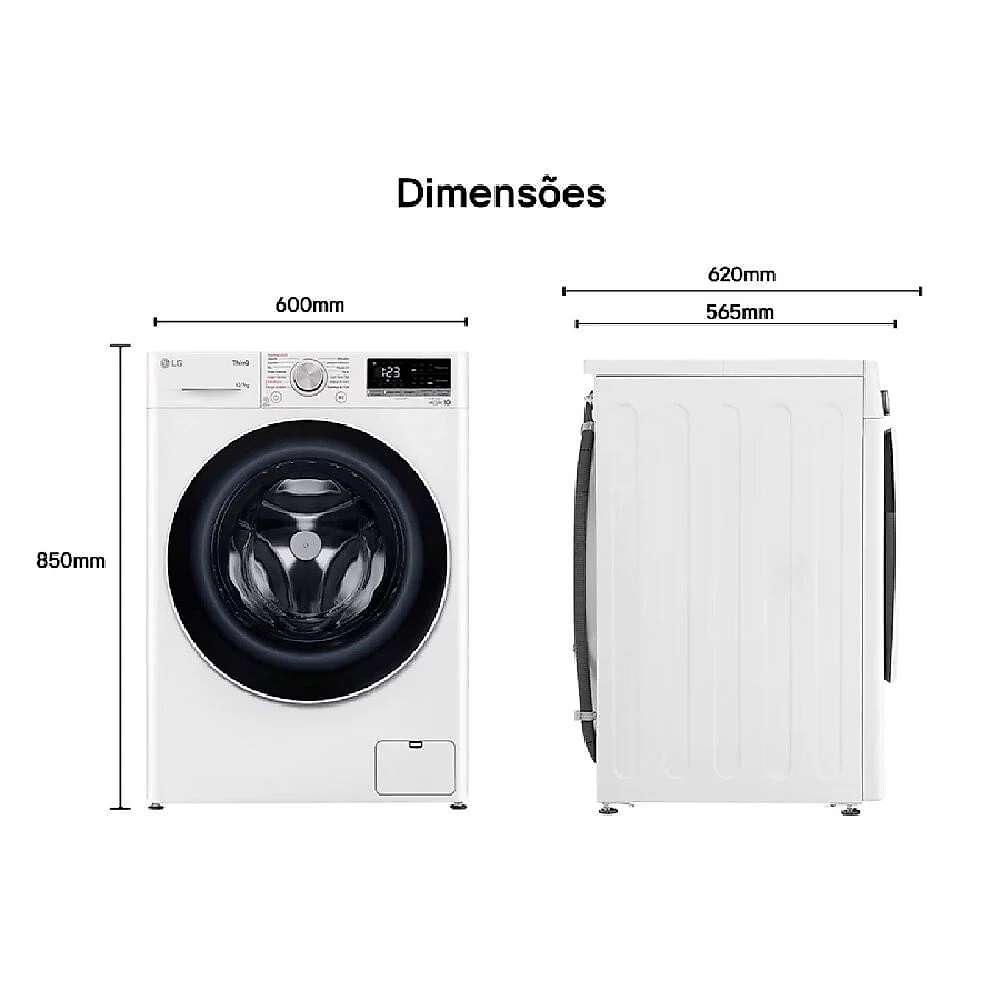 Lava e Seca LG Smart VC4 12 kg com Inteligência Artificial AIDD - CV5012WCA Branco - 110V