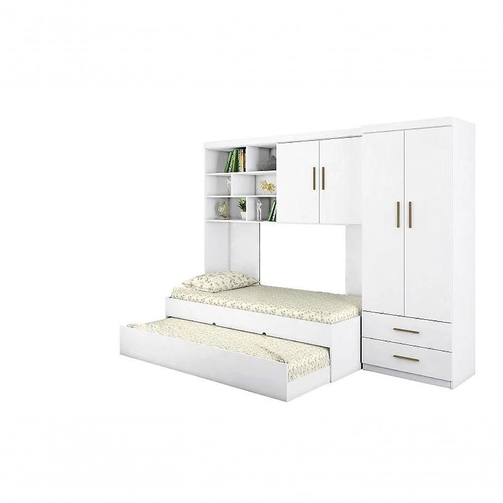 Jogo de Quarto Chiara 2 Portas 4 Peças MDP Branco Brilho Phoenix Baby