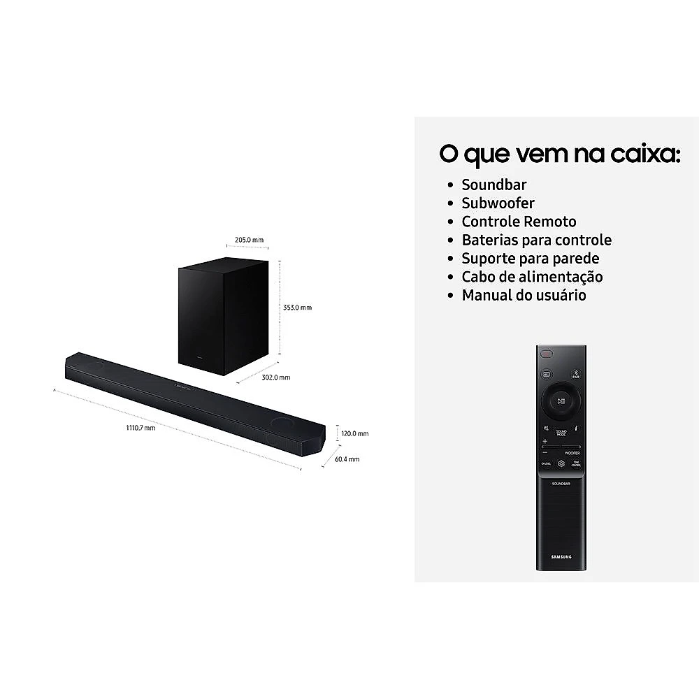 Smart TV Samsung 85" UHD 4K U8600F 2025 + Soundbar Samsung Série Q com 3.1.2 canais HW-Q600H Bivolt