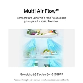 Geladeira LG Frost Free GN-B452PFF Duplex com Tecnologia Smart Inverter, Linear Cooling e DoorCooling Inox Look - 461 litros 110V