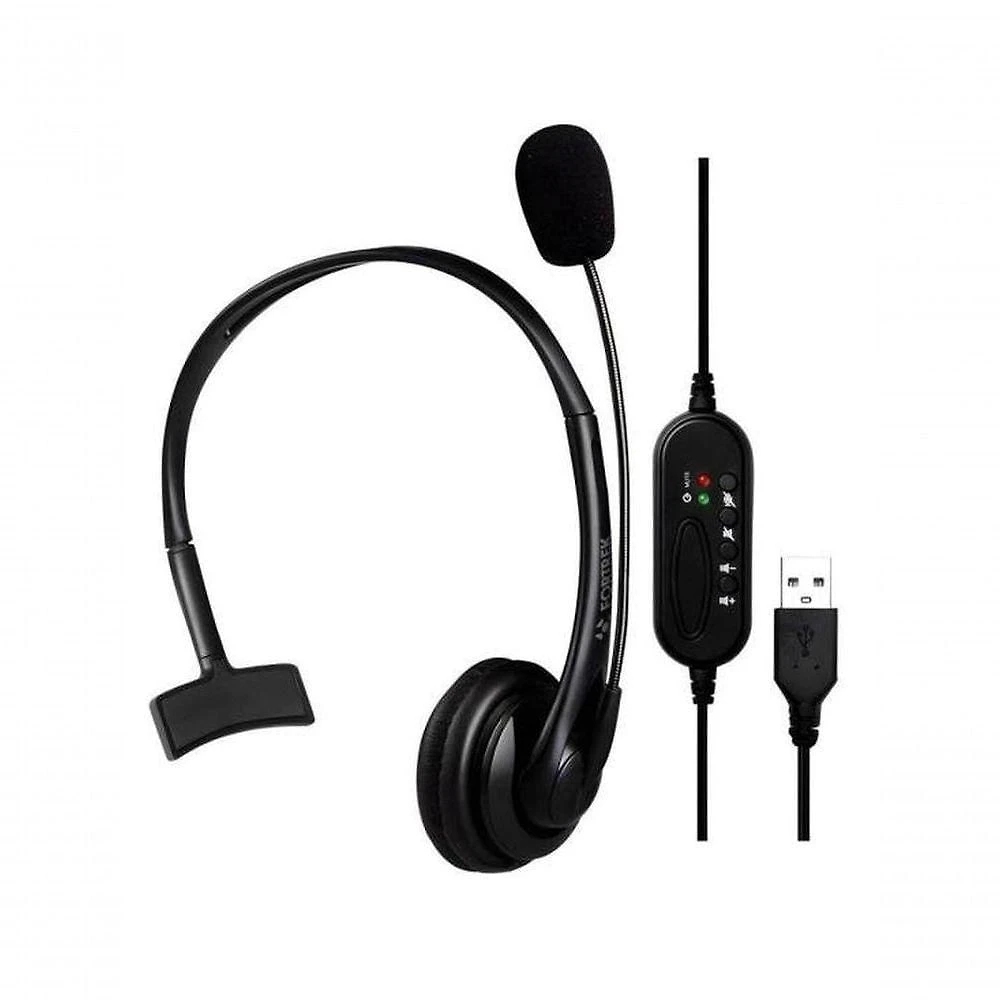 Headset Office FK 731A com Conexão USB e Design Ultraleve Preto Fortrek