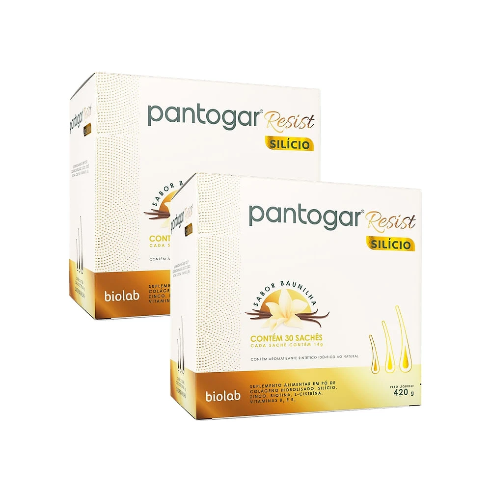 Kit 2 Pantogar Resist Silício Sabor Baunilha com 30 Sachês de 14g cada