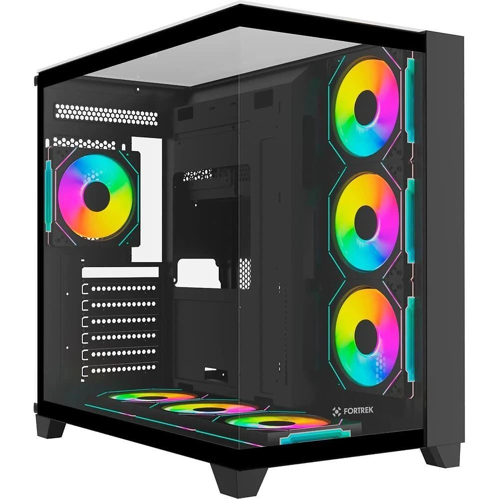 Gabinete Gamer Clarity Full Glass Aquario ATX Aco Vidro Temperado Preto Fortrek