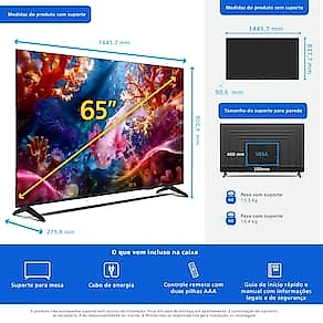 Smart TV 65" 4K UHD Philips 65PUG7231/78 Google TV Dolby Vision e Atmos