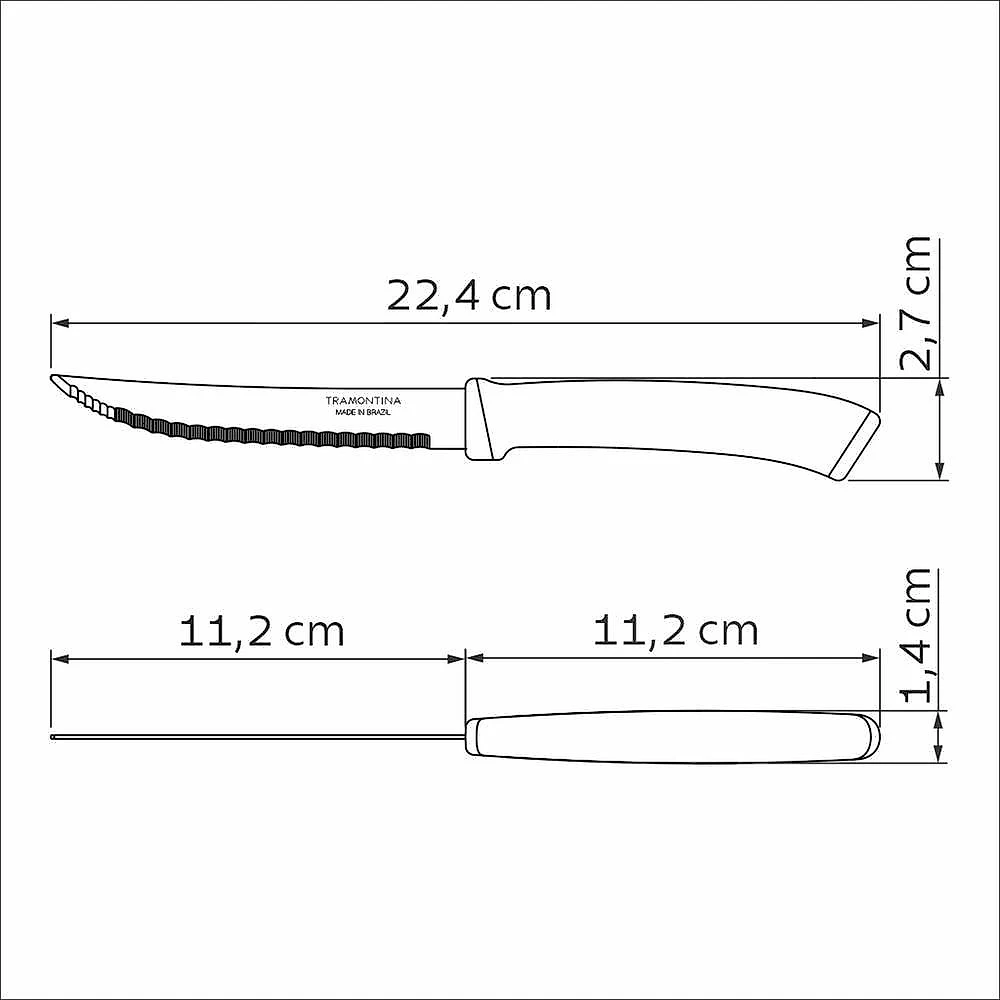 Faca Para Churrasco Tramontina Felice Aço Inox Fio Microsserrilhado Azul 5 Tramontina