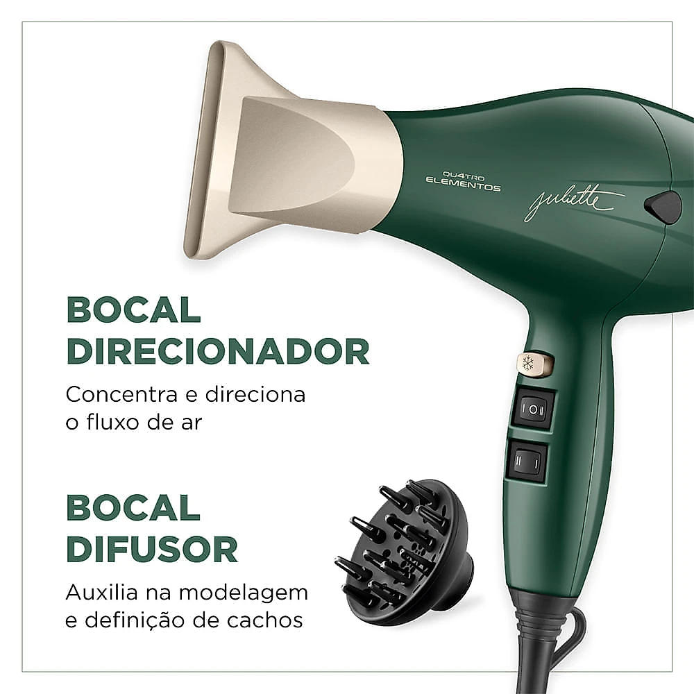 Secador de Cabelo By Juliette Mondial Verde Oliva 2000W - SCP-JU-02 SEC CABELOS PROF SCP-JU-02 127V/60Hz