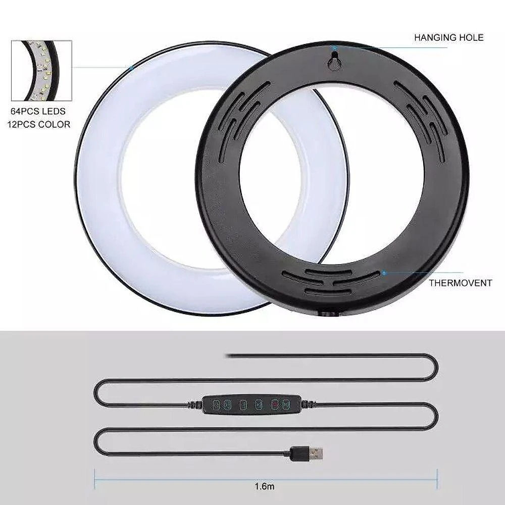 Ring Light 8" De Mesa + Tripé Iluminador Arco De Led