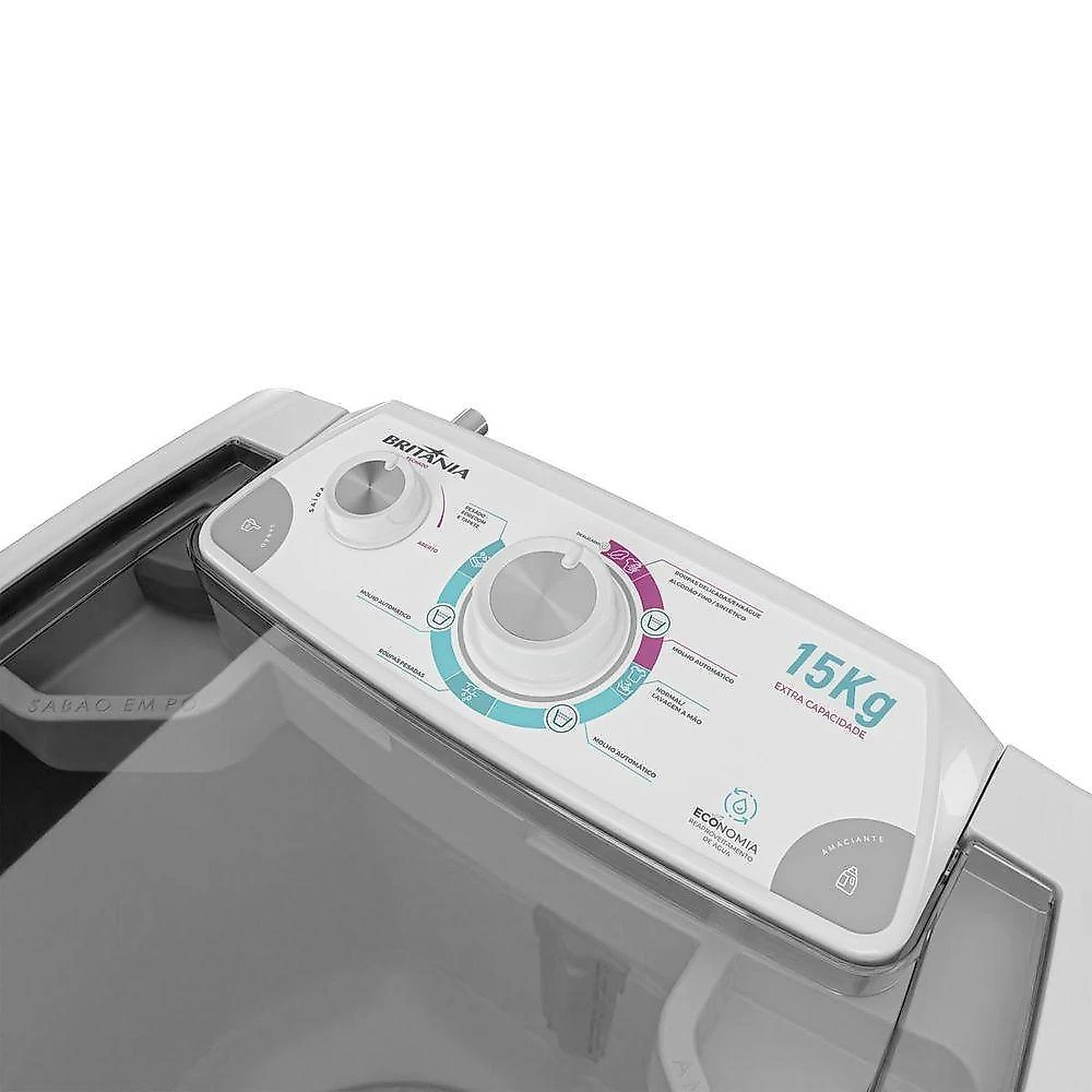 Tanquinho de Lavar Roupa Britânia BLT15A 15kg Semiautomática Função Edredom Branco 110V