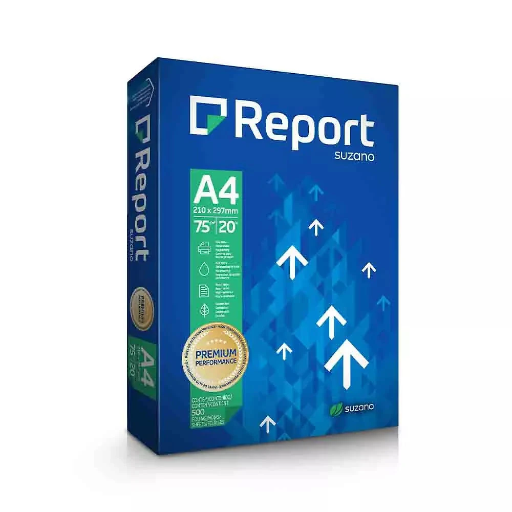 Papel Ofício Report Premium A4 75g 500 Folhas Suzano Branco