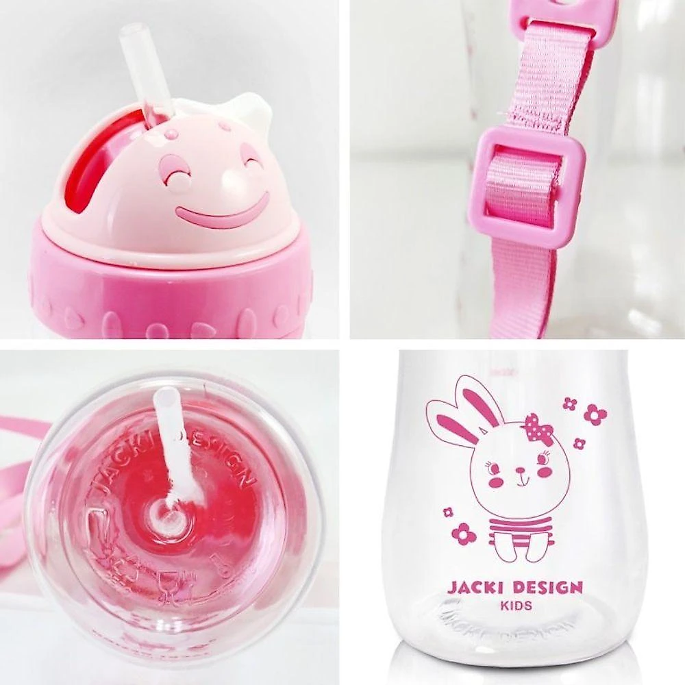 Conjunto Lancheira Térmica Com Garrafa 460ml E Pote P- Lanche De 2 Andares 400ml Rosa