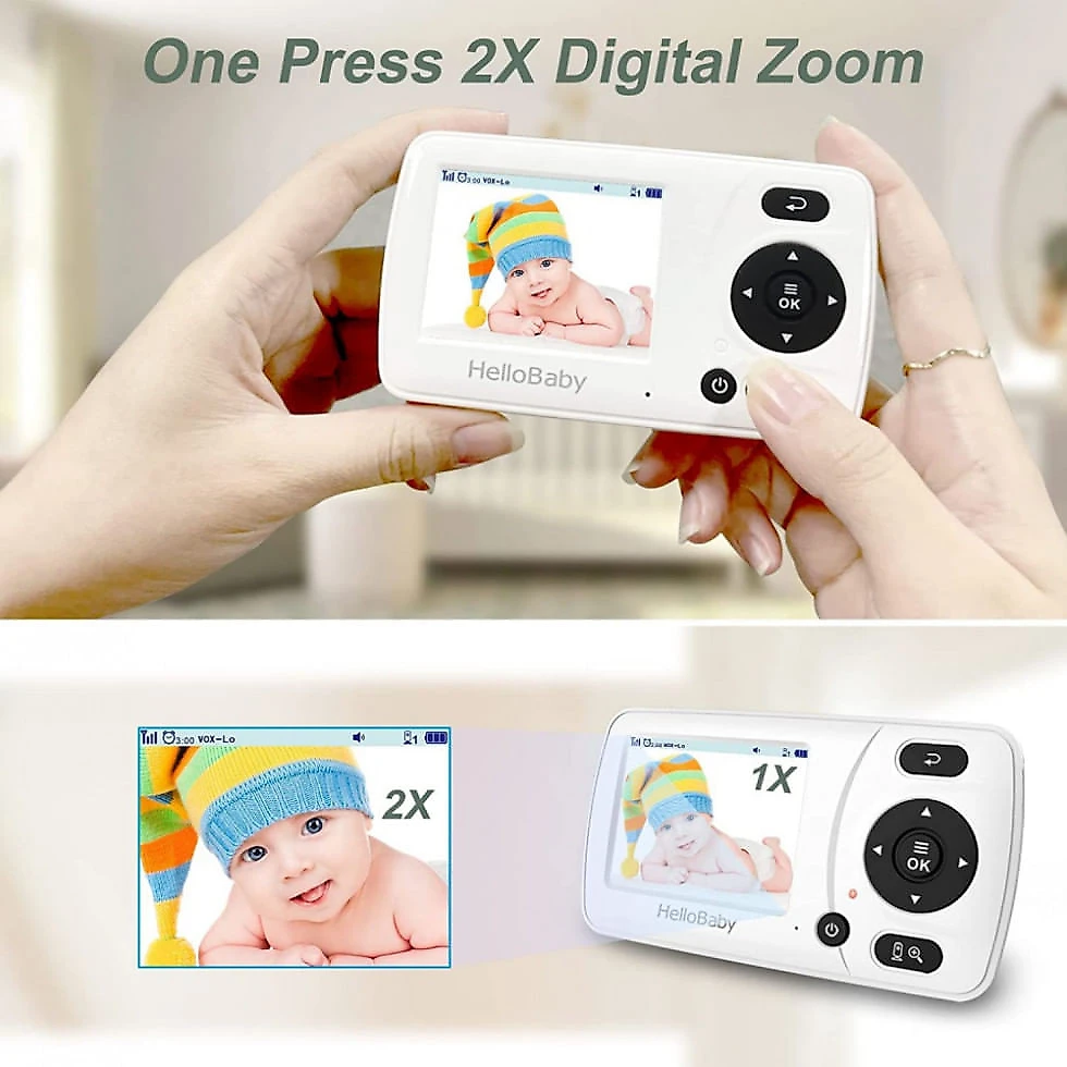 Babá Eletrônica HelloBaby com Câmera, Áudio, Visão Noturna e Modo VOX