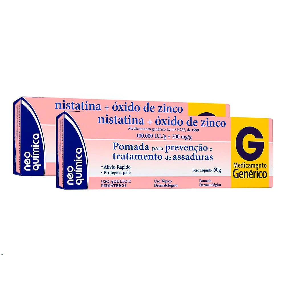 Kit 2 Nistatina + Óxido de Zinco Neo Química Genérico Pomada 60g
