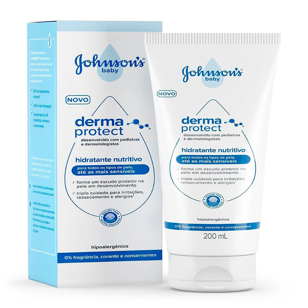 Creme Hidratante Nutritivo Derma Protect Johnson's Baby para Todos os Tipos de Pele 200ml