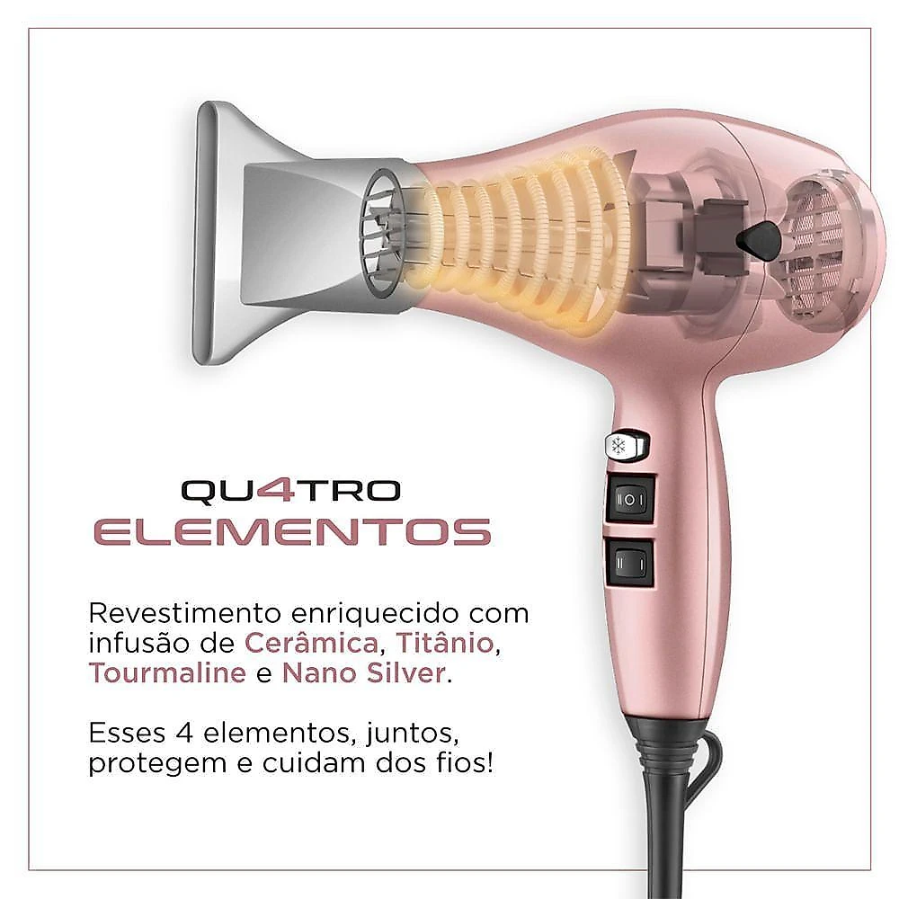 Secador De Cabelo By Juliette Mondial Golden Rose 127V 110V