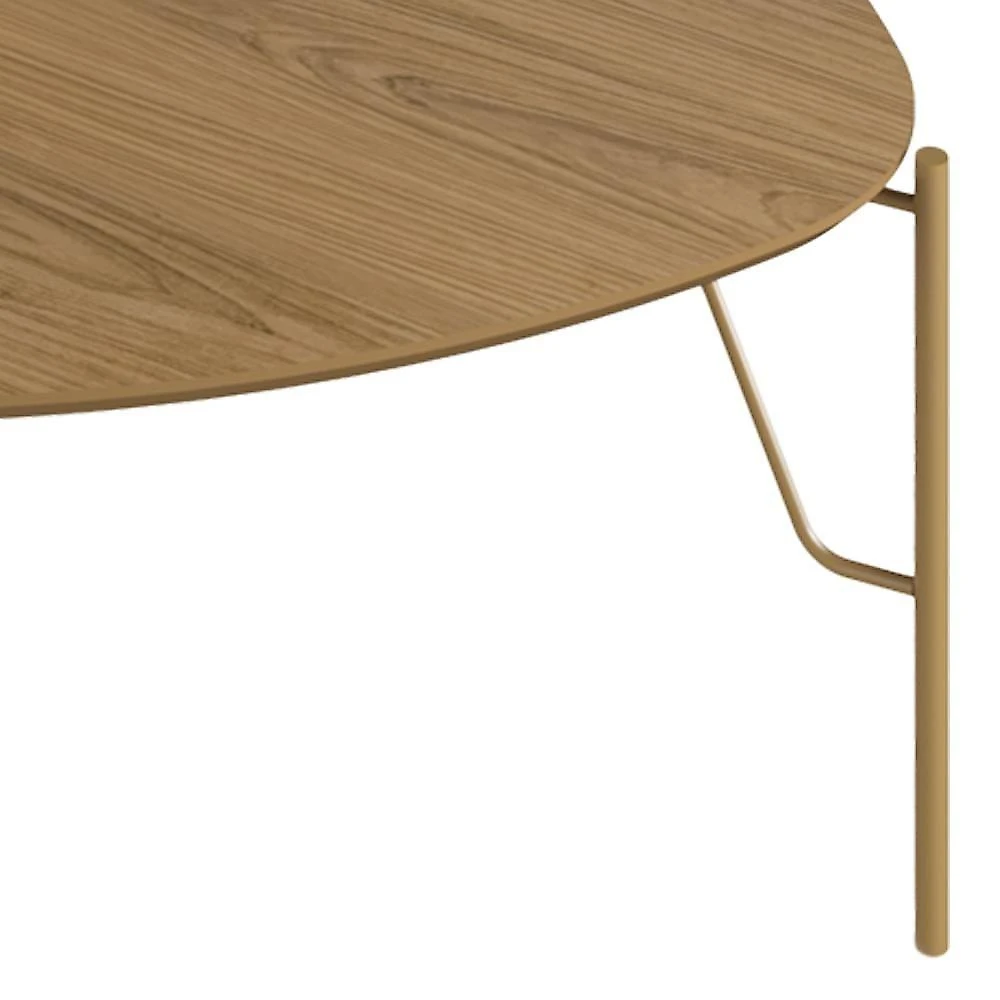 Mesa De Centro Para Sala De Estar Alta Pés Industrial Dourado Alef I03 Louro - Lyam Decor