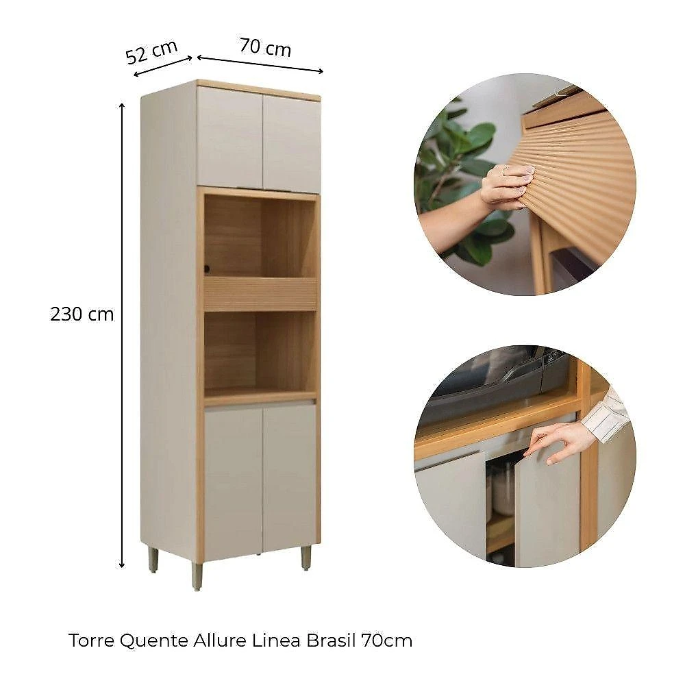 Cozinha Modulada Allure Linea Brasil 6 Peças Mdf A01m5 Jequitiba/gris Fosco