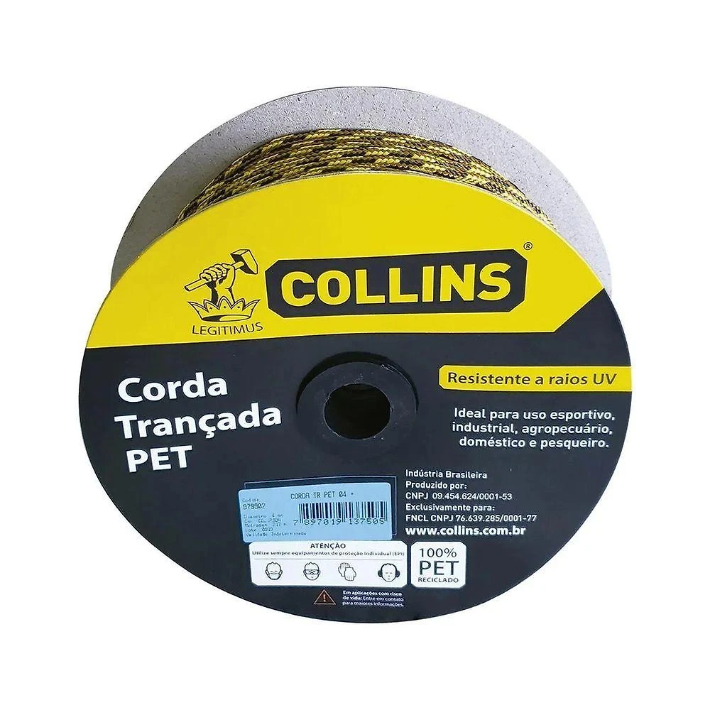 Corda Pet Trançada Collins 4mm X 217m Colorida 100% Poliéster