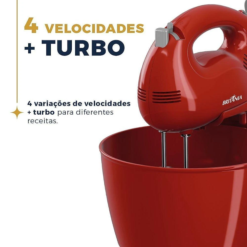 Batedeira Convencional Britânia Pérola 550 Turbo 4,3L 550W 4 Velocidades 110V