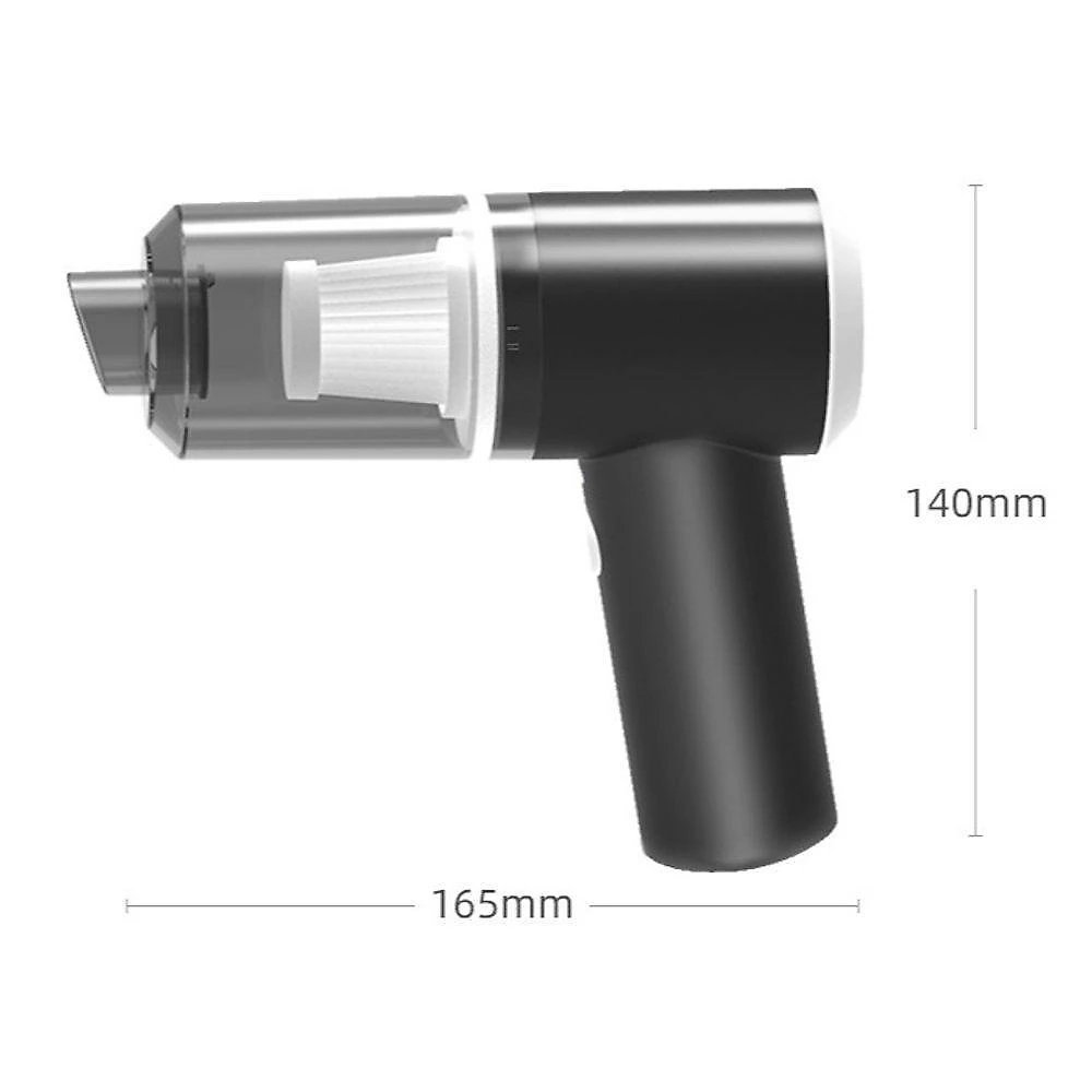 Aspirador portátil sem fio automotivo recarregável preto para limpeza de veículos e ambientes