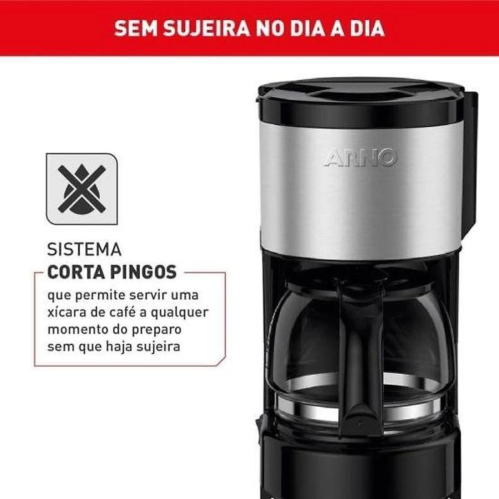 Cafeteira Elétrica para Café Arno Perfectta Inox em Aço Inox para 15 Xícaras 110V