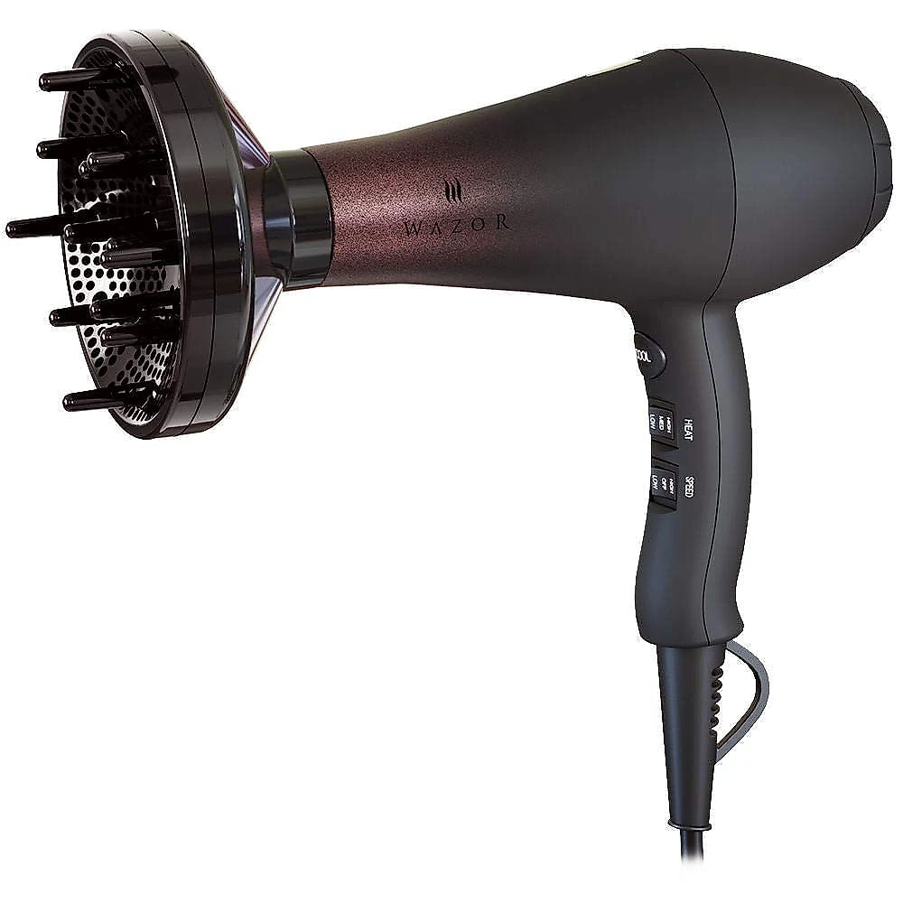 Wazor Secador de Cabelo Profissional Iônico com Difusor 1875W Preto