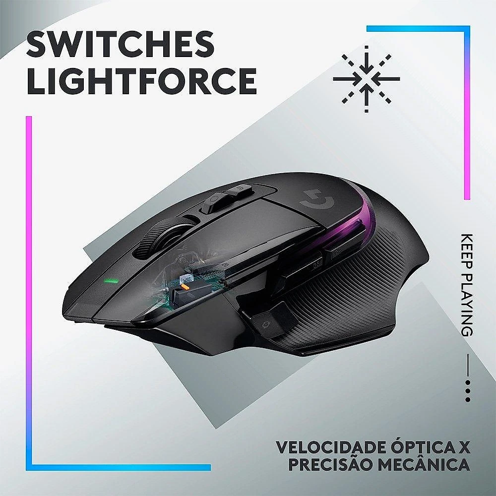 Mouse Gamer Sem Fio Logitech G502 X Plus, RGB, 25600 DPI, 13 Botões, Switch, Preto - 910-006161