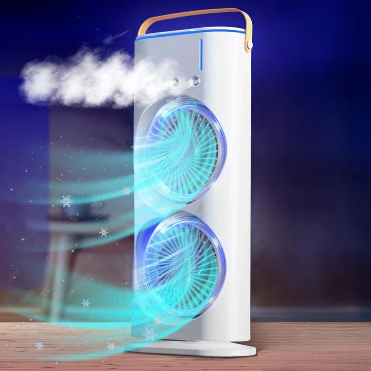 Ventilador Torre Usb Potente Duplo Led Umidificador