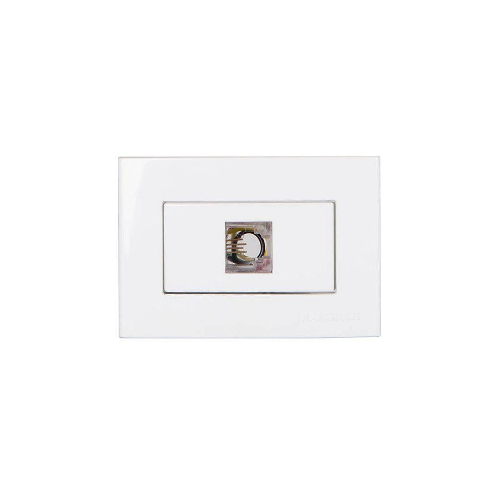Placa Para Móveis 65x45 Com Tomada Para Telefone Margirius Sleek Rj11 4 Fios Branca
