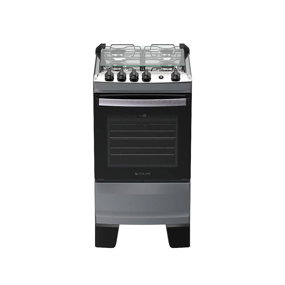 Fogão 4 Bocas Atlas Agile Up Automático Mesa Inox Titanium Bivolt